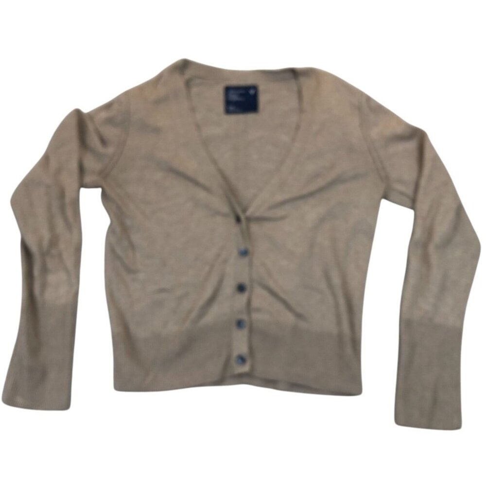 American Eagle Outfitters Womens Cardigan Sweater Medium Tan Button-Up Knit